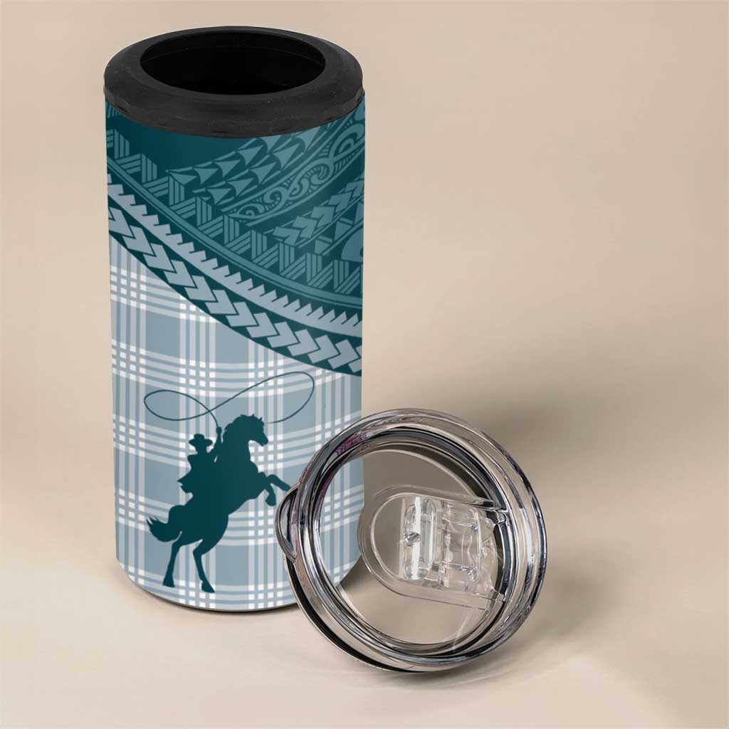 Aloha Hawaii Cowboys Paniolo 4 in 1 Can Cooler Tumbler Teal Palaka LT7 - Polynesian Pride