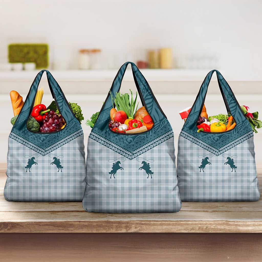 Aloha Hawaii Cowboys Paniolo Grocery Bag Teal Palaka LT7 3-pack One Size Teal - Polynesian Pride
