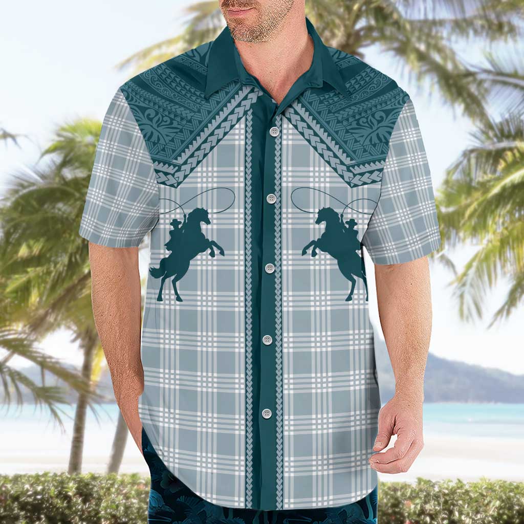 Aloha Hawaii Cowboys Paniolo Hawaiian Shirt Teal Palaka LT7 - Polynesian Pride