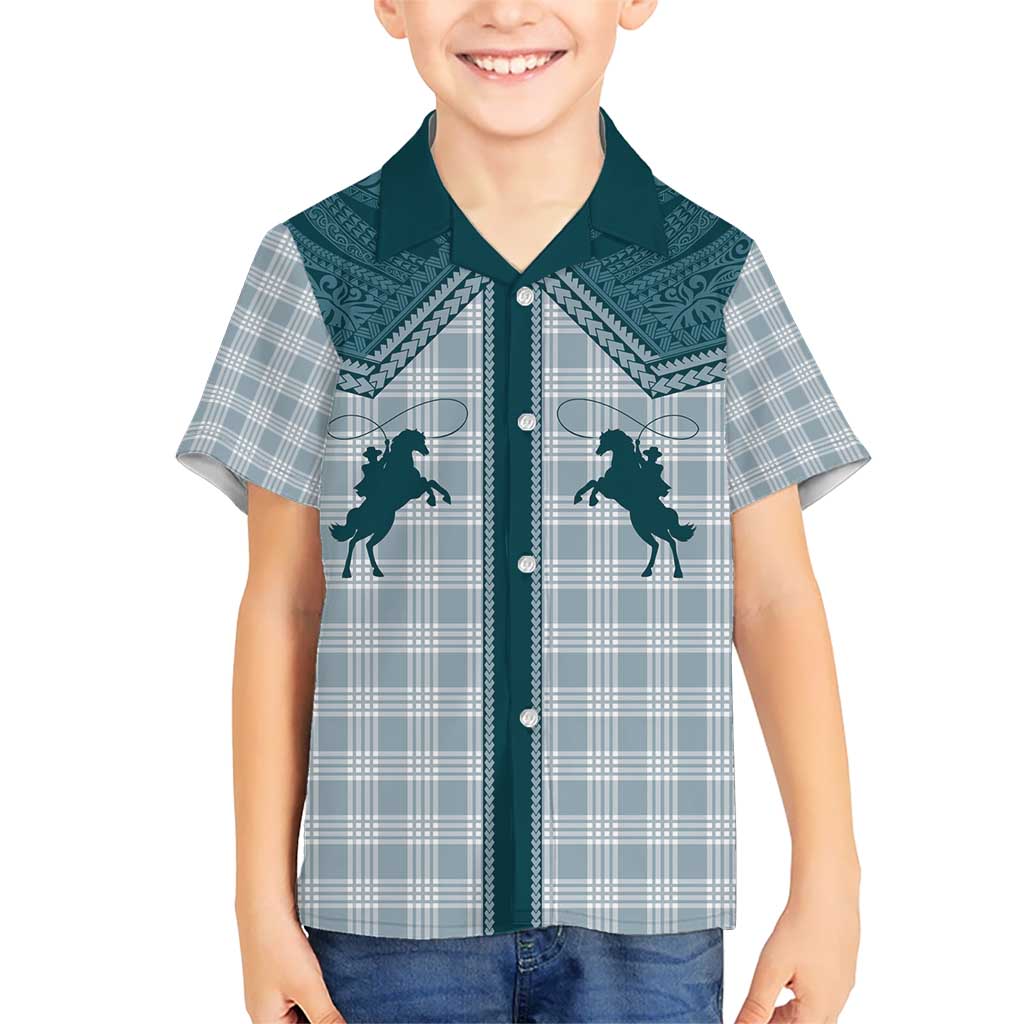 Aloha Hawaii Cowboys Paniolo Hawaiian Shirt Teal Palaka LT7 - Polynesian Pride