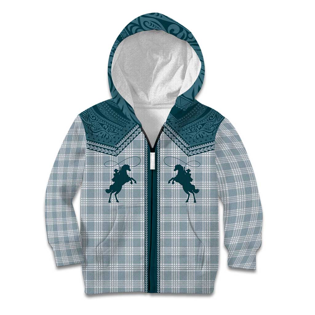 Aloha Hawaii Cowboys Paniolo Kid Hoodie Teal Palaka LT7 Zip Hoodie Teal - Polynesian Pride