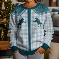Aloha Hawaii Cowboys Paniolo Kid Ugly Christmas Sweater Teal Palaka LT7 - Polynesian Pride