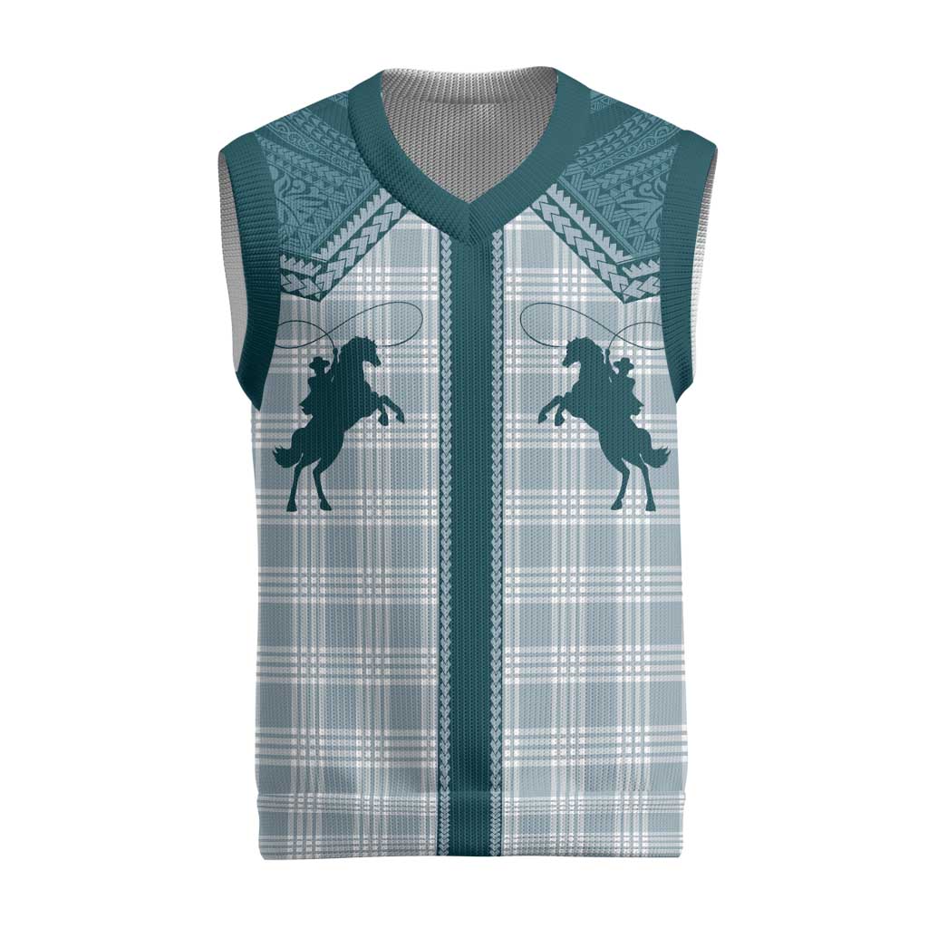 Aloha Hawaii Cowboys Paniolo Christmas Knitted V-Neck Vest Teal Palaka LT7 Teal - Polynesian Pride