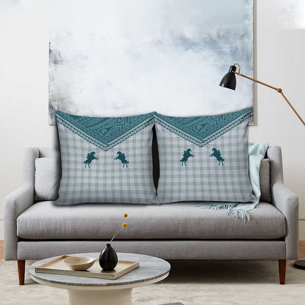 Aloha Hawaii Cowboys Paniolo Pillow Cover Teal Palaka LT7 - Polynesian Pride