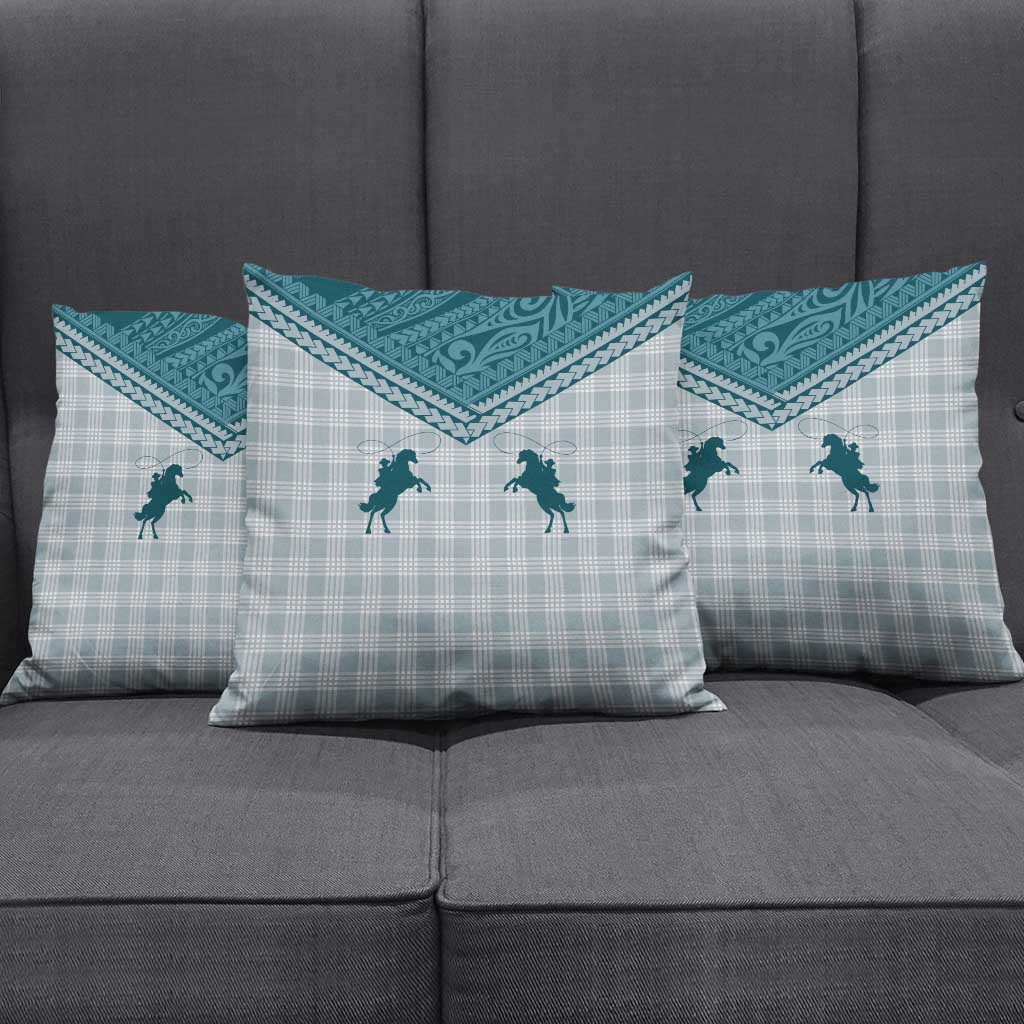 Aloha Hawaii Cowboys Paniolo Pillow Cover Teal Palaka LT7 - Polynesian Pride
