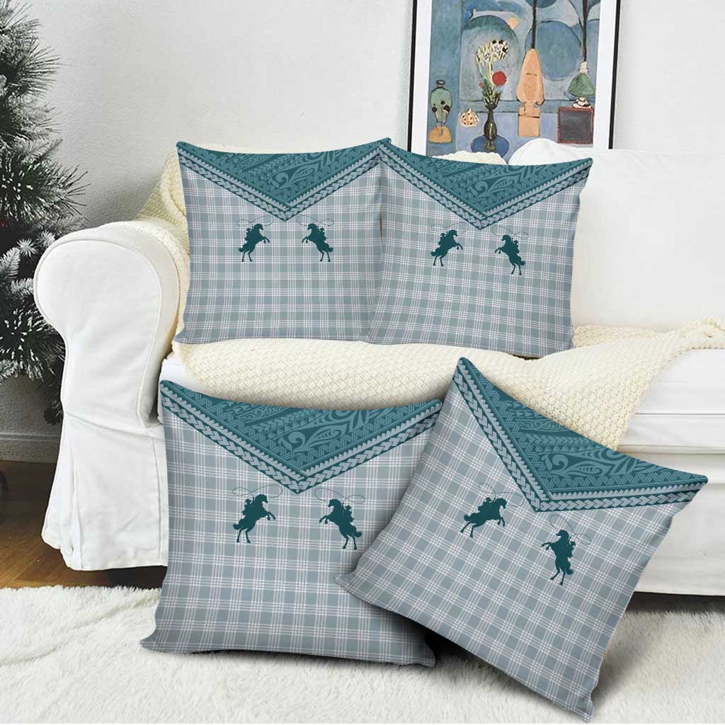 Aloha Hawaii Cowboys Paniolo Pillow Cover Teal Palaka LT7 - Polynesian Pride