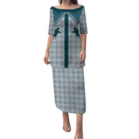 Aloha Hawaii Cowboys Paniolo Puletasi Teal Palaka LT7 Long Dress Teal - Polynesian Pride
