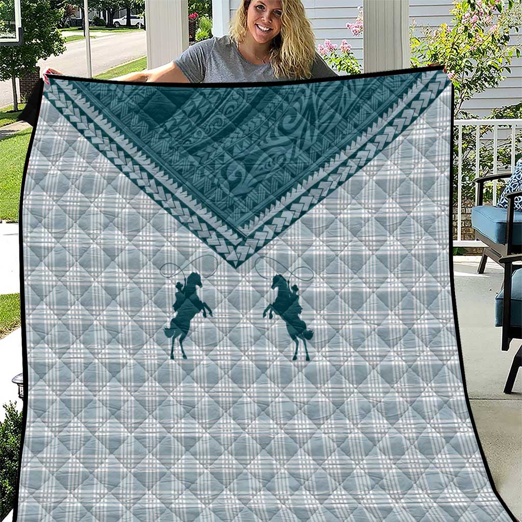 Aloha Hawaii Cowboys Paniolo Quilt Teal Palaka LT7 Teal - Polynesian Pride