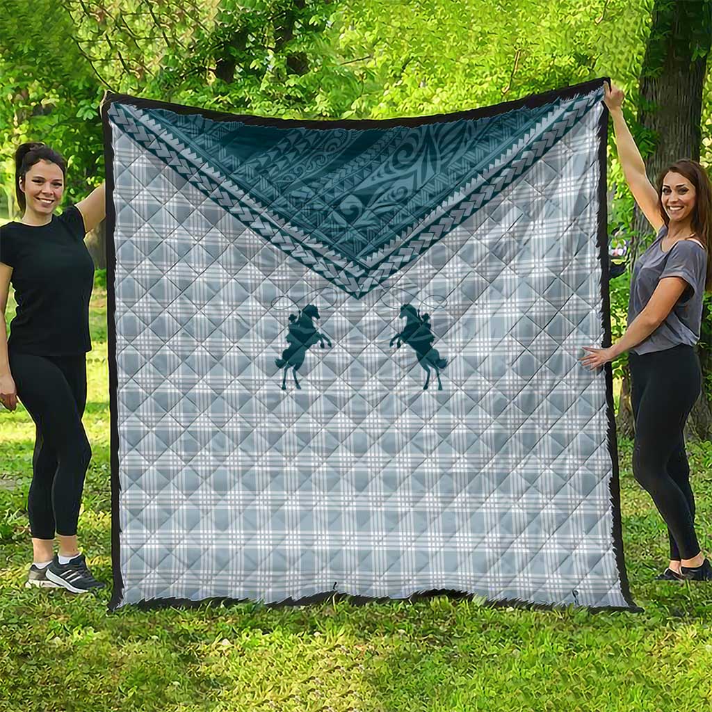 Aloha Hawaii Cowboys Paniolo Quilt Teal Palaka LT7 - Polynesian Pride