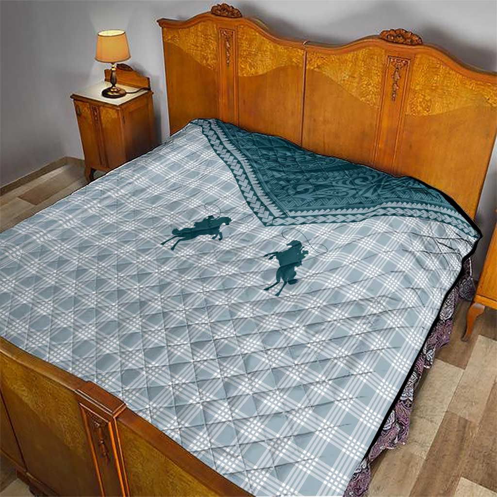 Aloha Hawaii Cowboys Paniolo Quilt Teal Palaka LT7 - Polynesian Pride