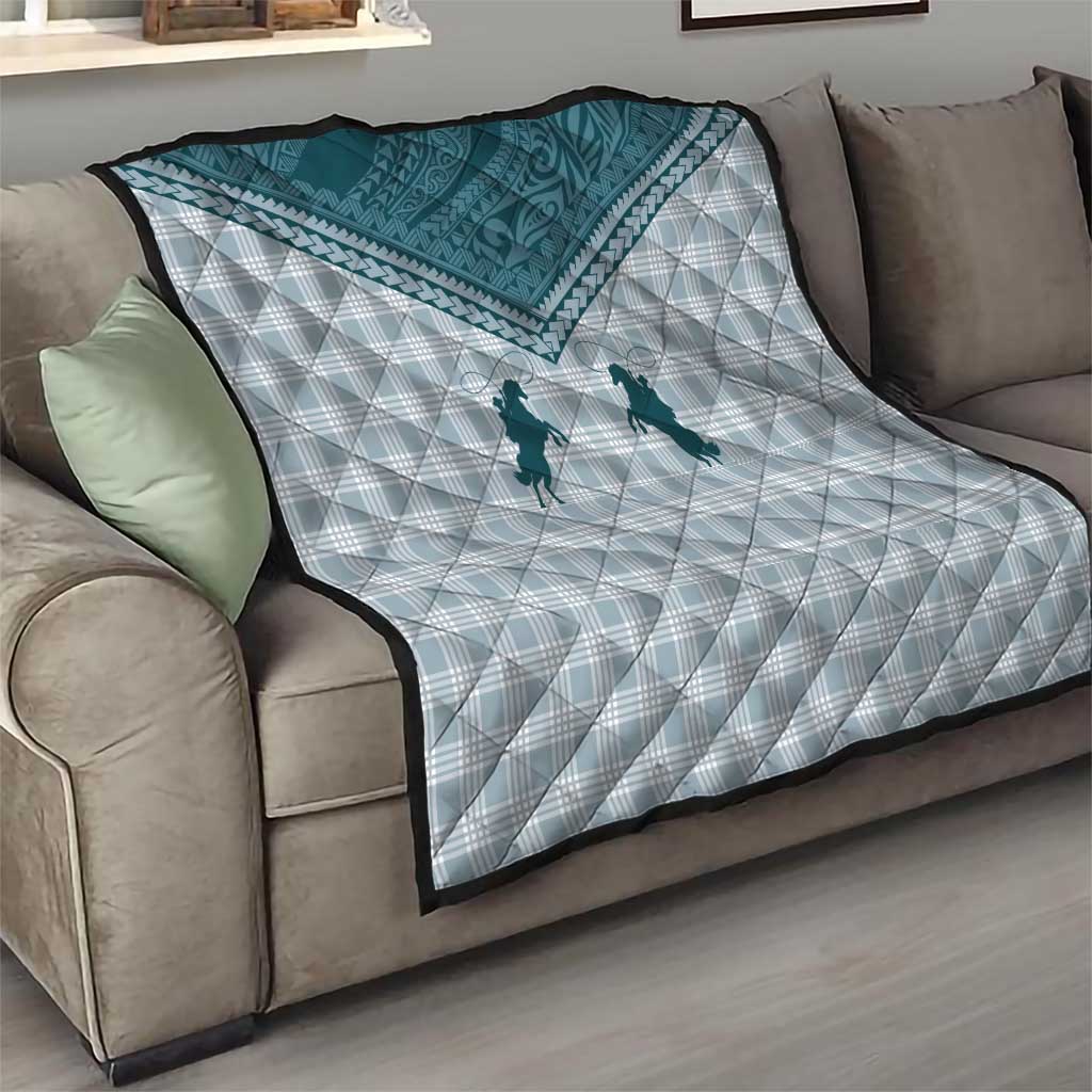 Aloha Hawaii Cowboys Paniolo Quilt Teal Palaka LT7 - Polynesian Pride