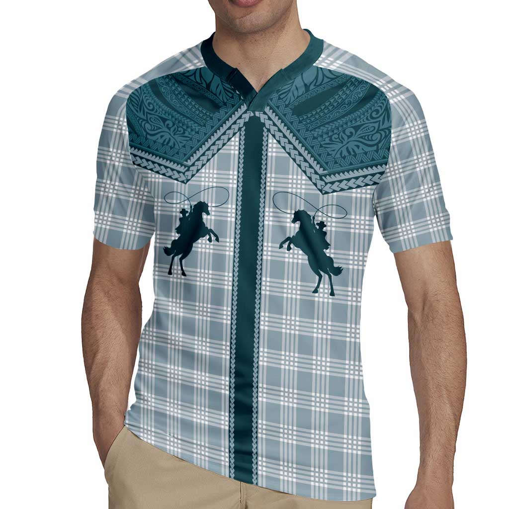 Aloha Hawaii Cowboys Paniolo Rugby Jersey Teal Palaka LT7 - Polynesian Pride