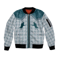 Aloha Hawaii Cowboys Paniolo Sleeve Zip Bomber Jacket Teal Palaka LT7 Unisex Teal - Polynesian Pride