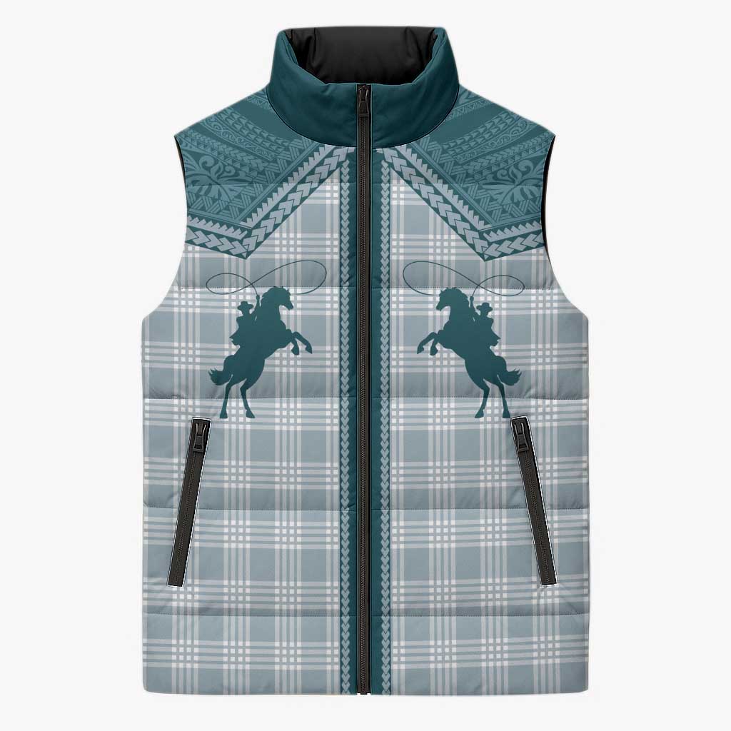 Aloha Hawaii Cowboys Paniolo Sleeveless Puffer Jacket Teal Palaka LT7 Unisex Teal - Polynesian Pride