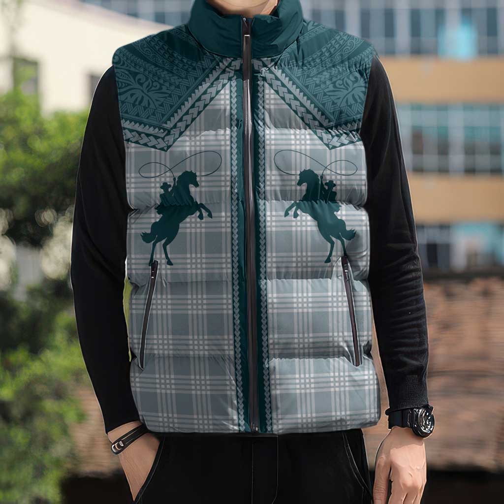 Aloha Hawaii Cowboys Paniolo Sleeveless Puffer Jacket Teal Palaka LT7 - Polynesian Pride