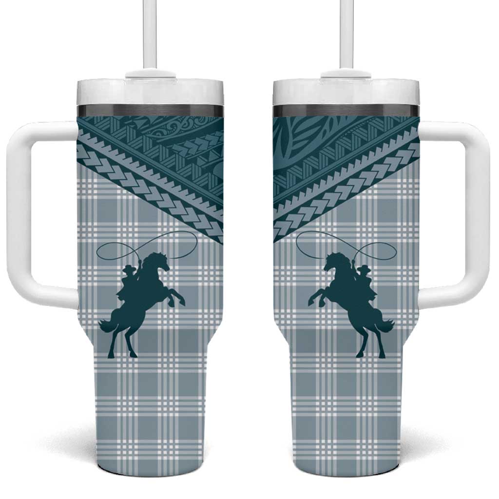 Aloha Hawaii Cowboys Paniolo Tumbler With Handle Teal Palaka LT7 One Size: 40 oz Teal - Polynesian Pride