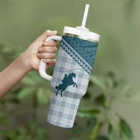 Aloha Hawaii Cowboys Paniolo Tumbler With Handle Teal Palaka LT7 - Polynesian Pride