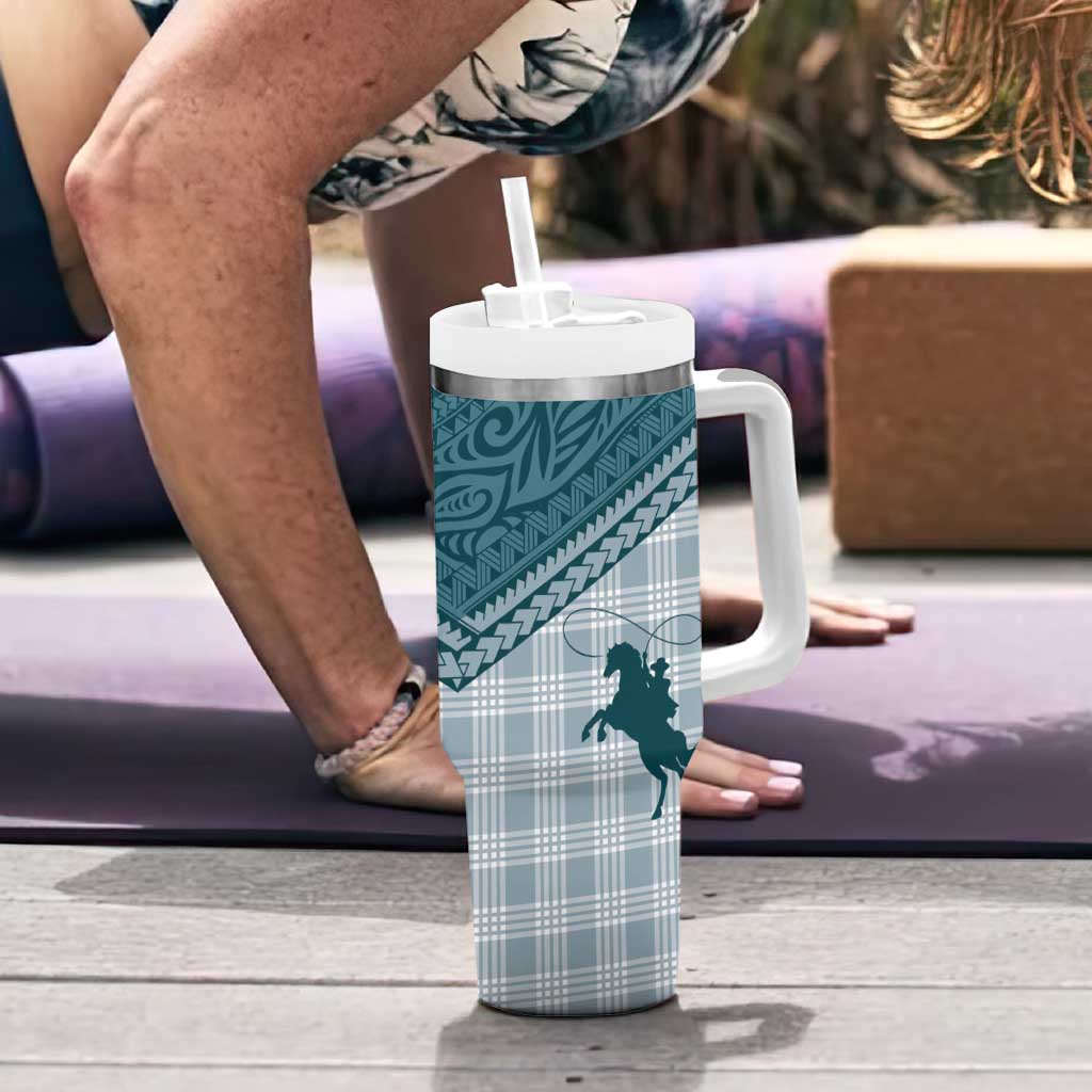 Aloha Hawaii Cowboys Paniolo Tumbler With Handle Teal Palaka LT7 - Polynesian Pride