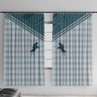 Aloha Hawaii Cowboys Paniolo Window Curtain Teal Palaka LT7 With Hooks Teal - Polynesian Pride