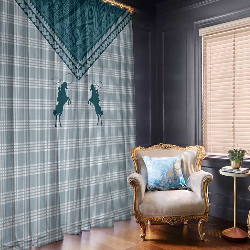 Aloha Hawaii Cowboys Paniolo Window Curtain Teal Palaka LT7 - Polynesian Pride
