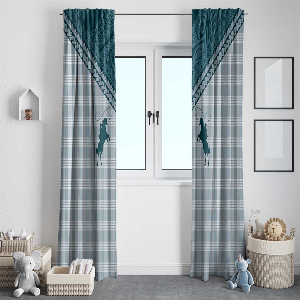 Aloha Hawaii Cowboys Paniolo Window Curtain Teal Palaka LT7 - Polynesian Pride