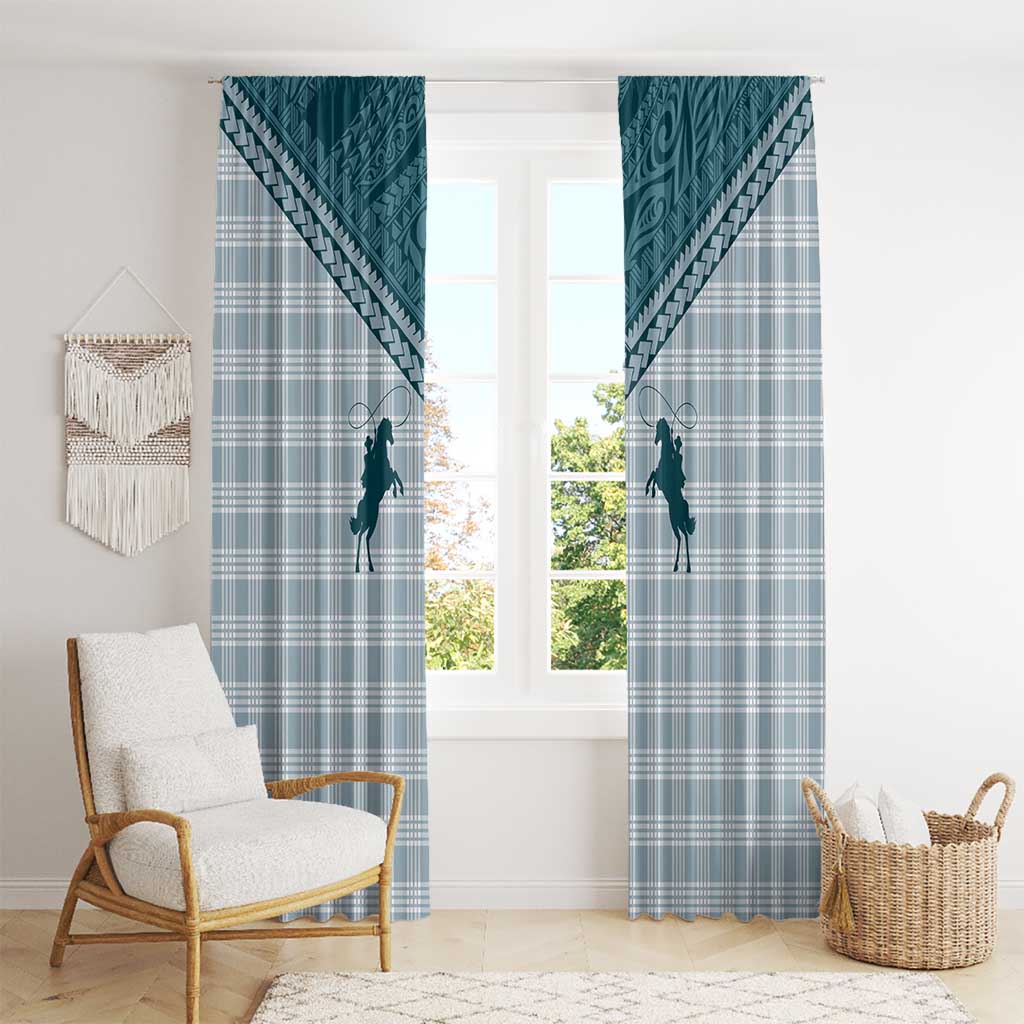 Aloha Hawaii Cowboys Paniolo Window Curtain Teal Palaka LT7 - Polynesian Pride