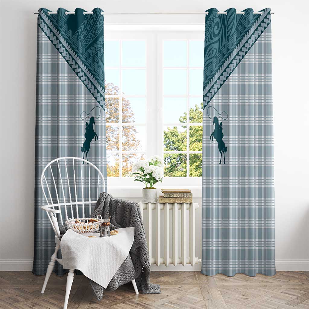Aloha Hawaii Cowboys Paniolo Window Curtain Teal Palaka LT7 - Polynesian Pride