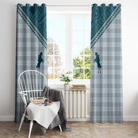 Aloha Hawaii Cowboys Paniolo Window Curtain Teal Palaka LT7 - Polynesian Pride