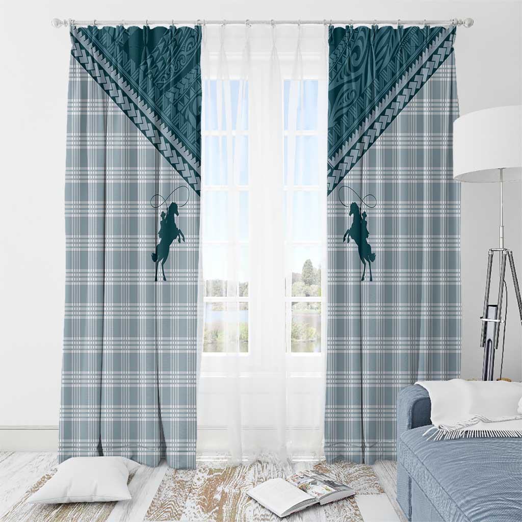 Aloha Hawaii Cowboys Paniolo Window Curtain Teal Palaka LT7 - Polynesian Pride