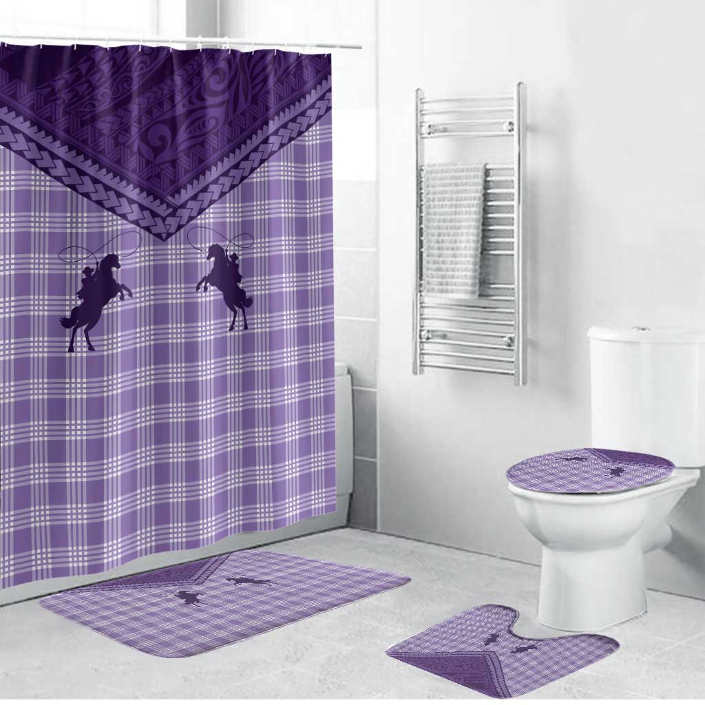 Aloha Hawaii Cowboys Paniolo Bathroom Set Violet Palaka LT7 Bathroom Set (4 pcs) Purple - Polynesian Pride