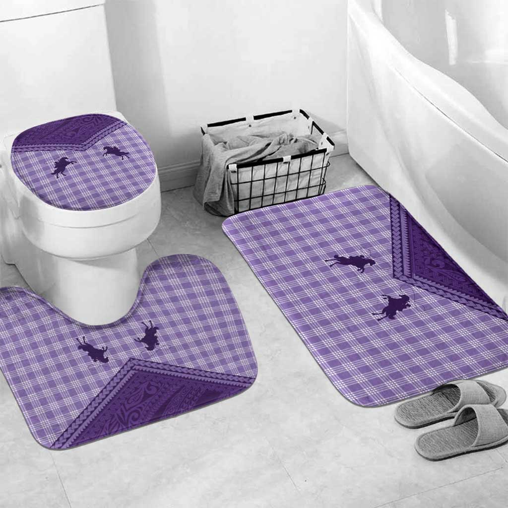Aloha Hawaii Cowboys Paniolo Bathroom Set Violet Palaka LT7 Mat Set Only (3 pcs) One Size Purple - Polynesian Pride
