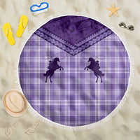 Aloha Hawaii Cowboys Paniolo Beach Blanket Violet Palaka LT7 One Size 150cm Purple - Polynesian Pride