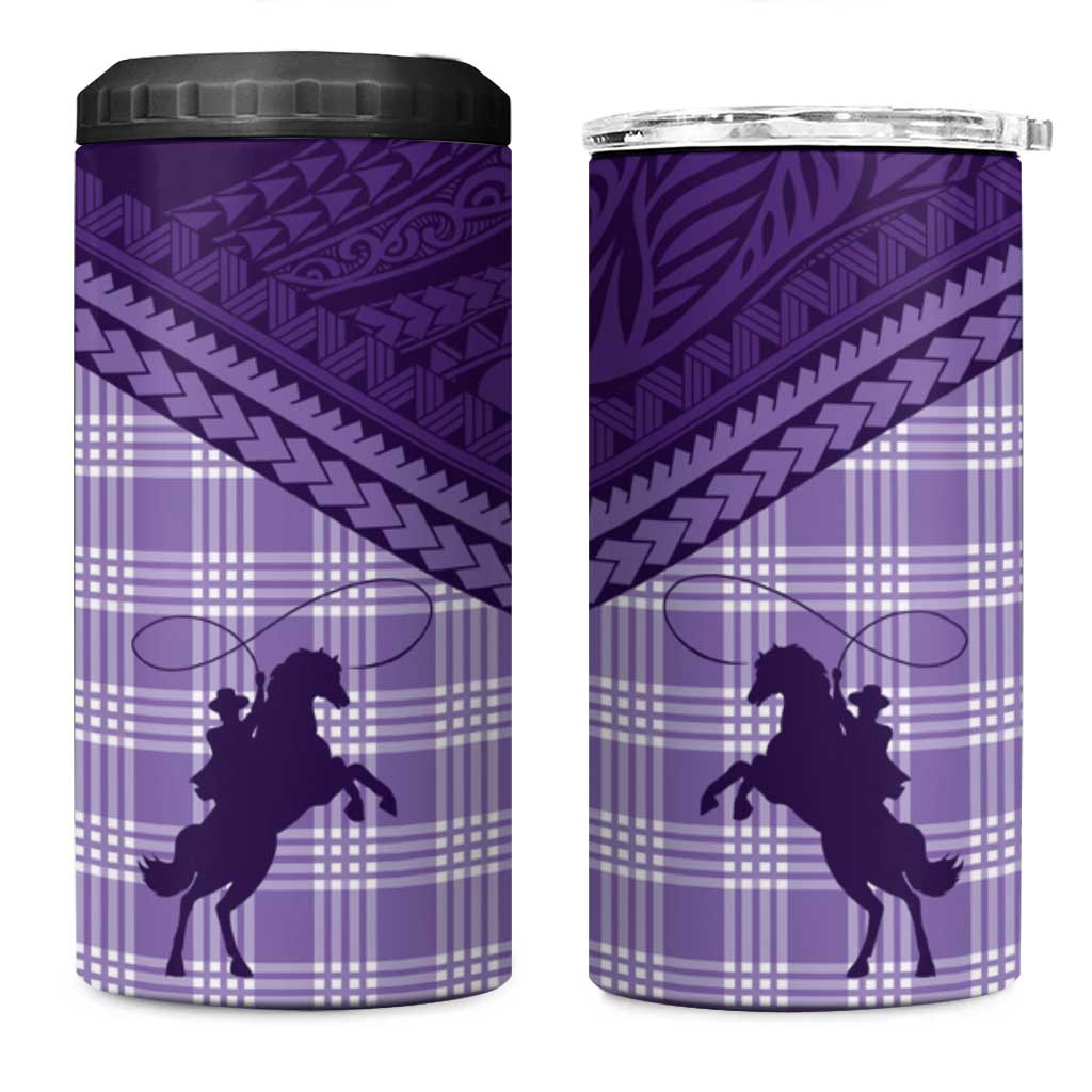 Aloha Hawaii Cowboys Paniolo 4 in 1 Can Cooler Tumbler Violet Palaka LT7 One Size: 16 oz Purple - Polynesian Pride