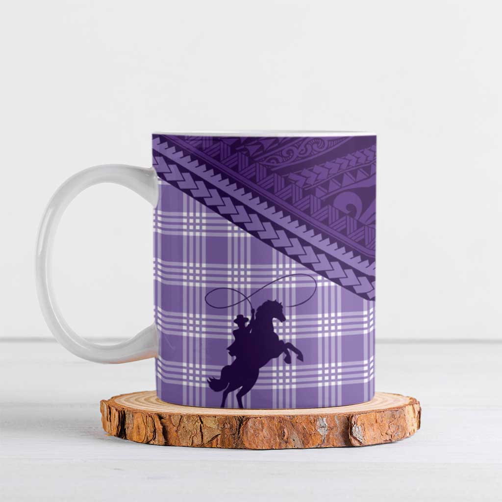 Aloha Hawaii Cowboys Paniolo Ceramic Mug Violet Palaka LT7 Purple - Polynesian Pride