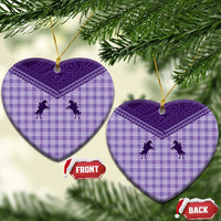 Aloha Hawaii Cowboys Paniolo Ceramic Ornament Violet Palaka LT7 Heart Purple - Polynesian Pride