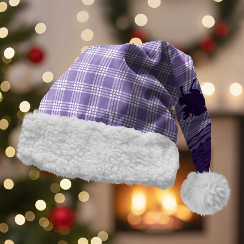 Aloha Hawaii Cowboys Paniolo Christmas Santa Hat Violet Palaka LT7 With Fur Purple - Polynesian Pride