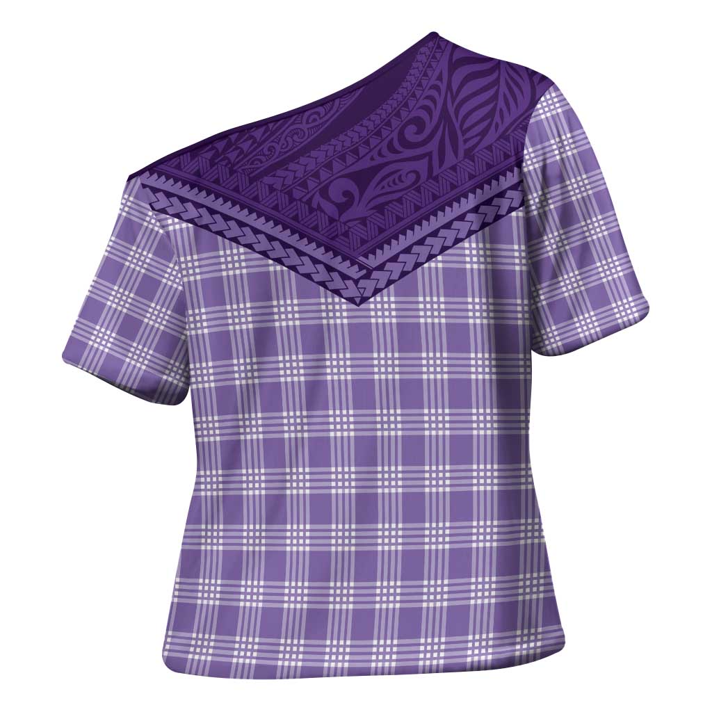 Aloha Hawaii Cowboys Paniolo Cross Shoulder Shirt Violet Palaka LT7 - Polynesian Pride