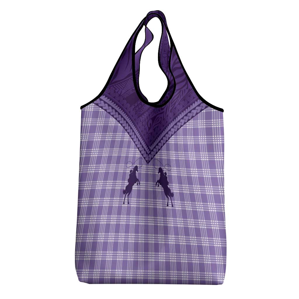 Aloha Hawaii Cowboys Paniolo Grocery Bag Violet Palaka LT7 - Polynesian Pride