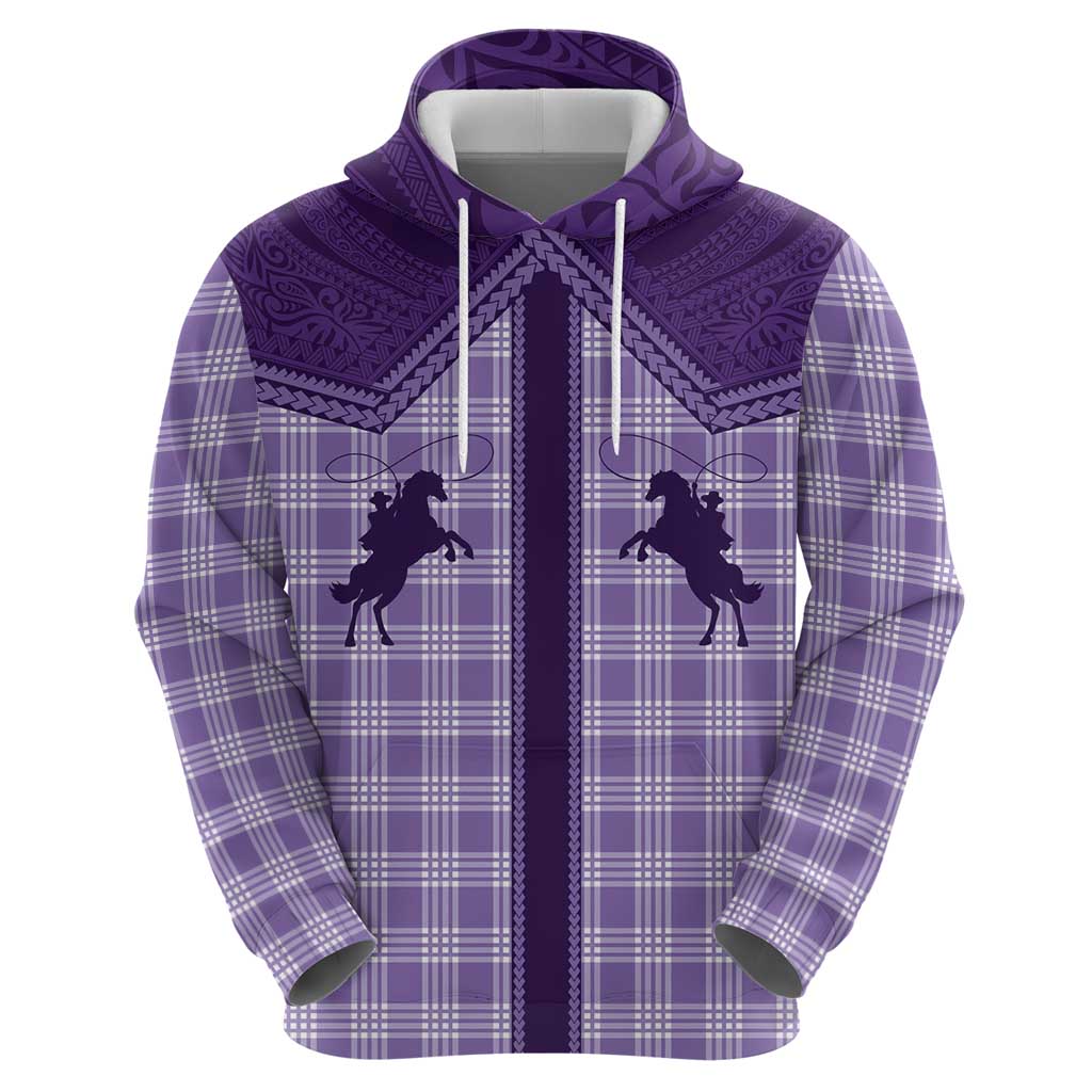Aloha Hawaii Cowboys Paniolo Hoodie Violet Palaka LT7 - Polynesian Pride