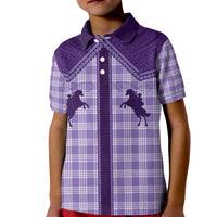Aloha Hawaii Cowboys Paniolo Kid Polo Shirt Violet Palaka LT7 Kid Purple - Polynesian Pride