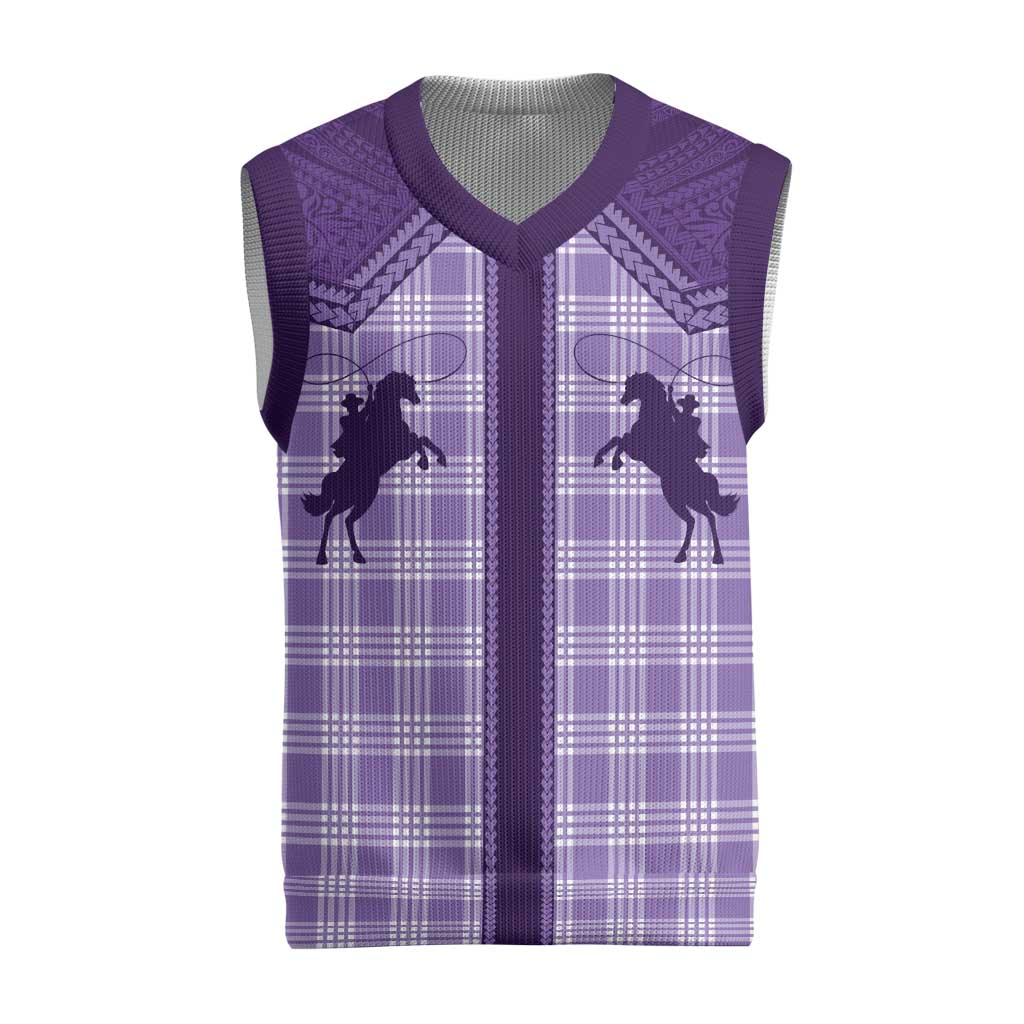 Aloha Hawaii Cowboys Paniolo Christmas Knitted V-Neck Vest Violet Palaka LT7 Purple - Polynesian Pride