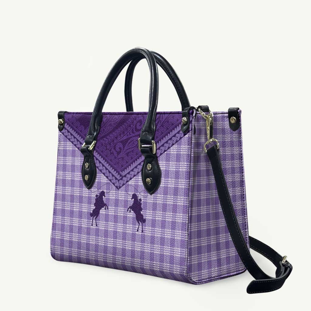 Aloha Hawaii Cowboys Paniolo Leather Bag Violet Palaka LT7 Purple - Polynesian Pride