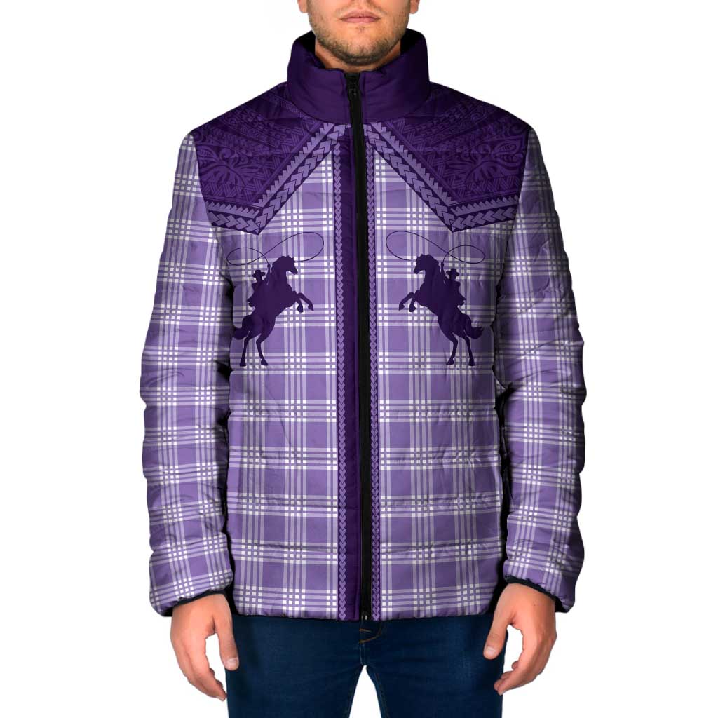 Aloha Hawaii Cowboys Paniolo Padded Jacket Violet Palaka LT7 Men Purple - Polynesian Pride