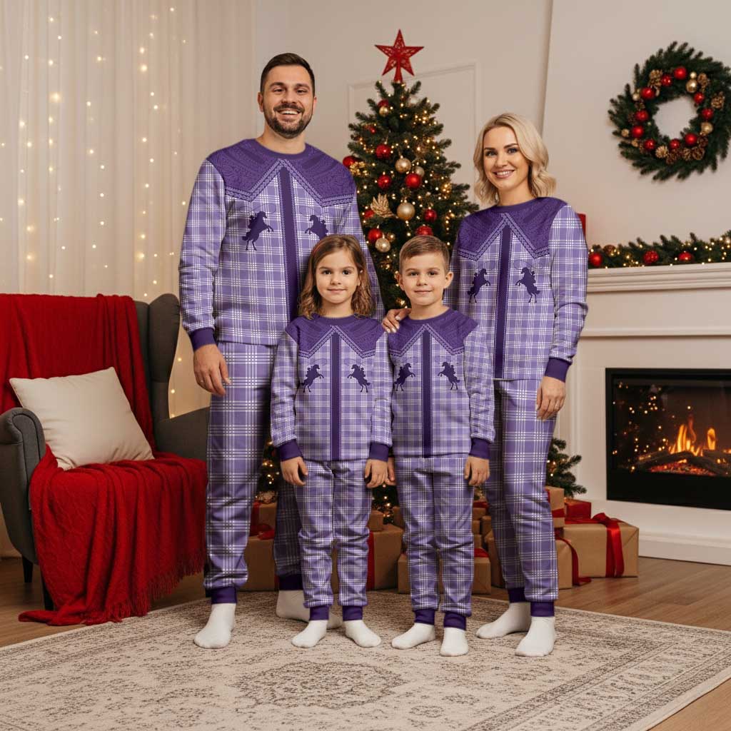 Aloha Hawaii Cowboys Paniolo Christmas Pajama Set Violet Palaka LT7 - Polynesian Pride