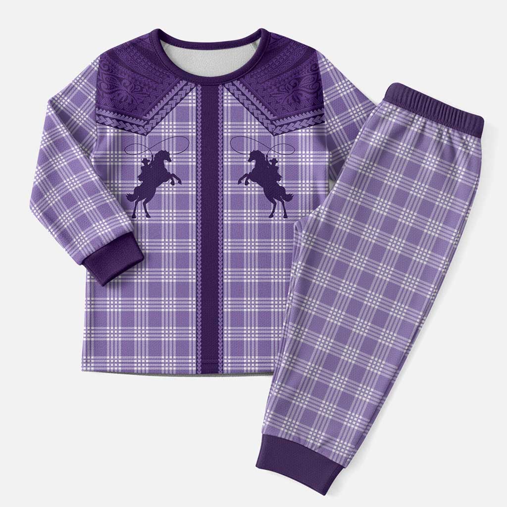 Aloha Hawaii Cowboys Paniolo Christmas Pajama Set Violet Palaka LT7 Men Purple - Polynesian Pride