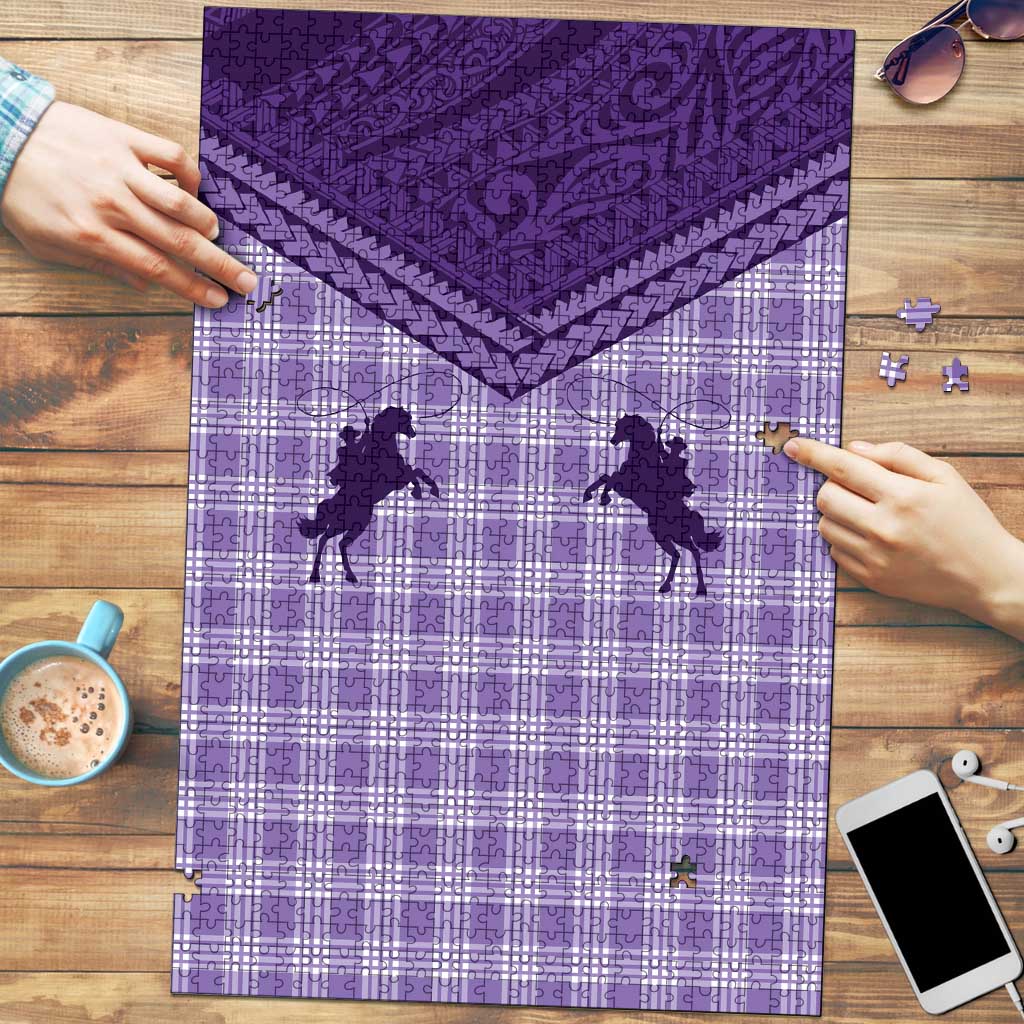Aloha Hawaii Cowboys Paniolo Puzzle Violet Palaka LT7 Purple - Polynesian Pride
