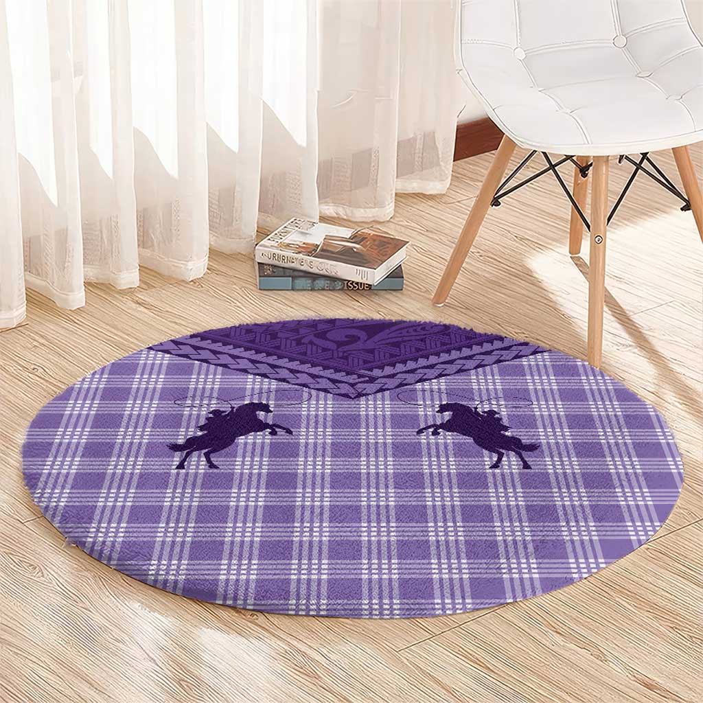 Aloha Hawaii Cowboys Paniolo Round Carpet Violet Palaka LT7 - Polynesian Pride