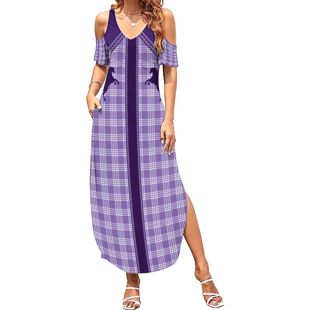 Aloha Hawaii Cowboys Paniolo Summer Maxi Dress Violet Palaka LT7 Women Purple - Polynesian Pride