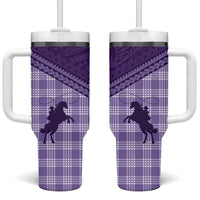 Aloha Hawaii Cowboys Paniolo Tumbler With Handle Violet Palaka LT7 One Size: 40 oz Purple - Polynesian Pride
