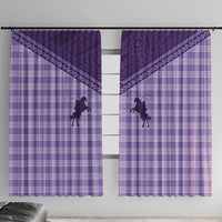 Aloha Hawaii Cowboys Paniolo Window Curtain Violet Palaka LT7 With Hooks Purple - Polynesian Pride